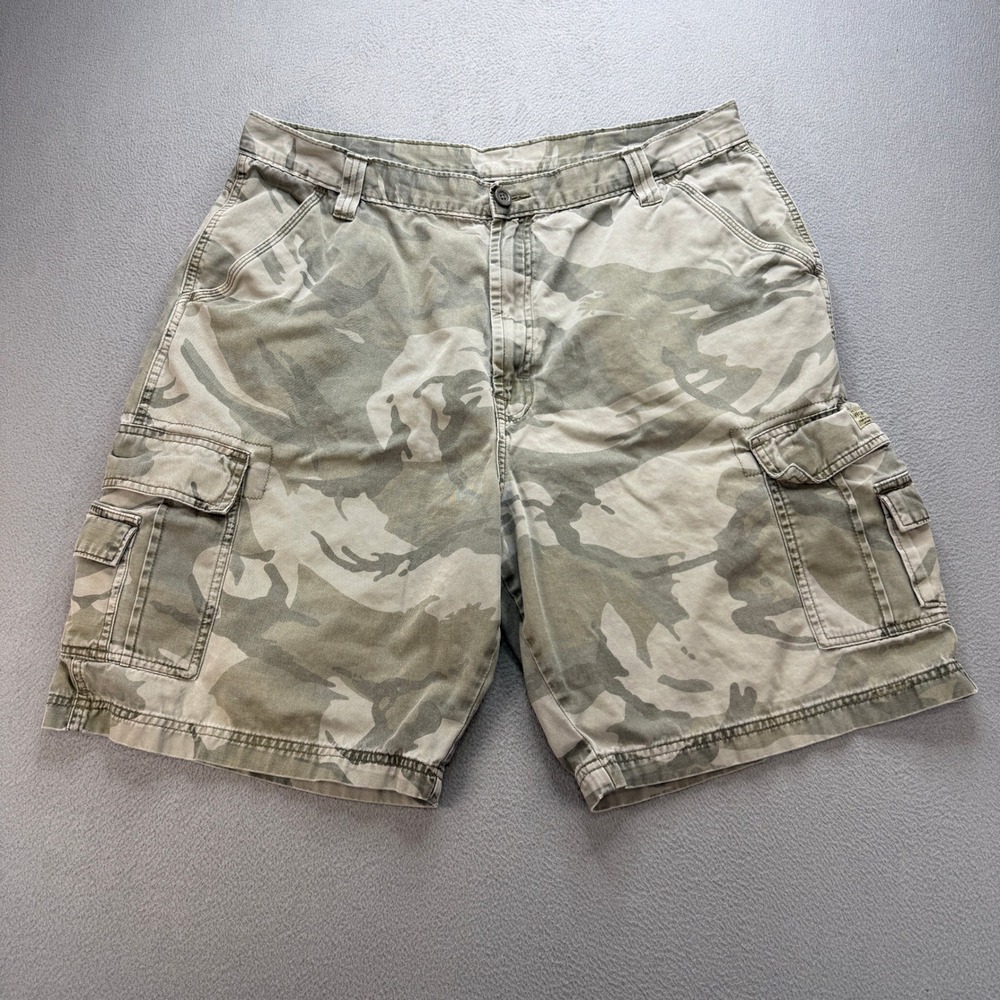 Wrangler Camo Cargo Shorts Baggy Men 36 Cotton Relaxed Utility Outdoor Tactical